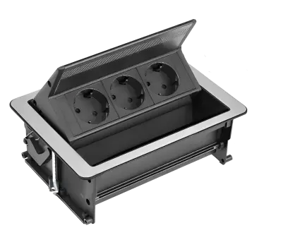 MCV 3E nerez / Výklopné multimediální centrum, nerez, 3-zásuvkové (jen 3 zásuvky)